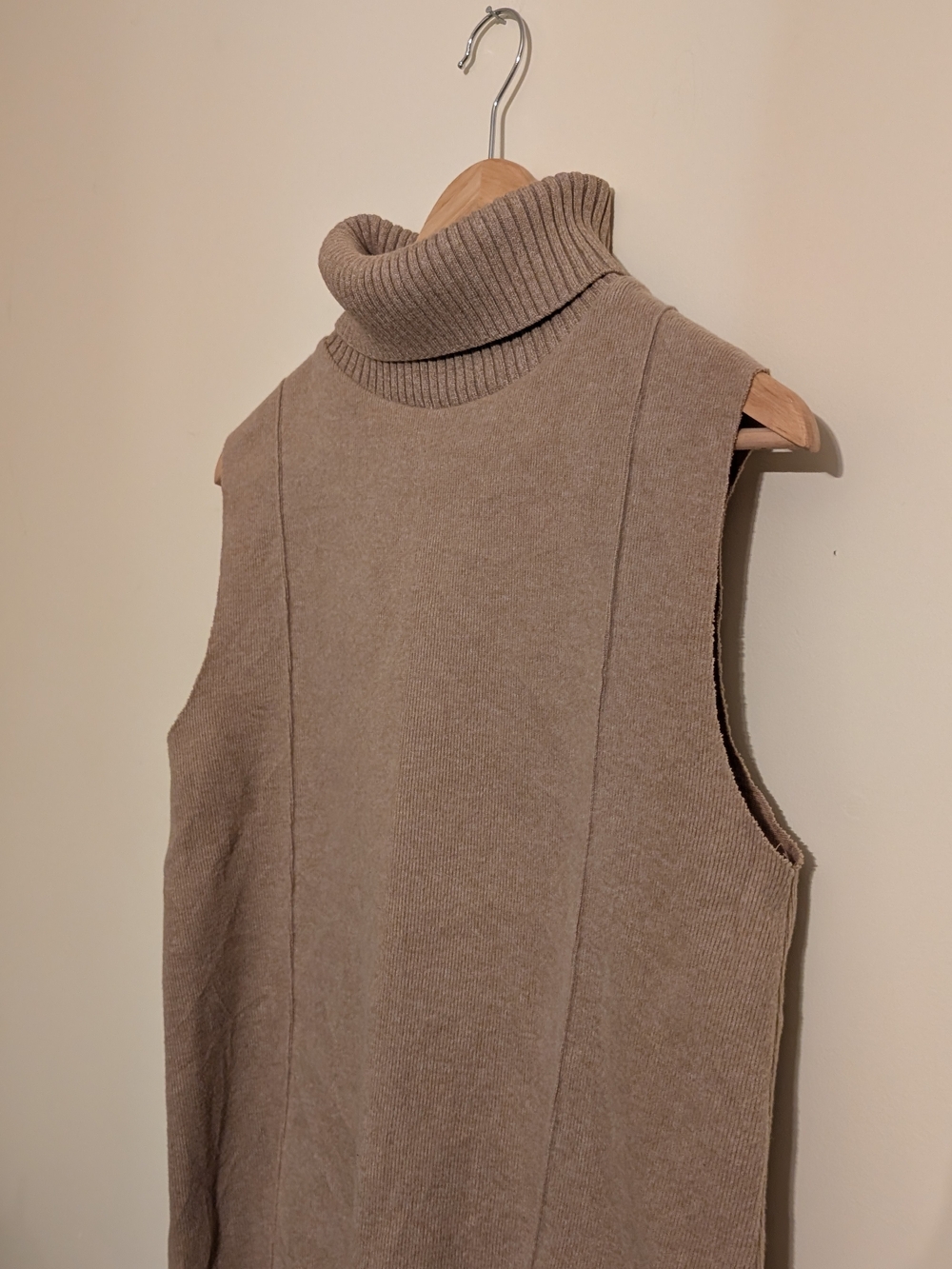 Zara Beige Sleeveless Turtleneck Knit Sweater Vest - Size S